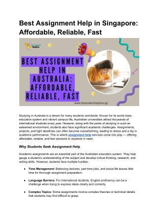 Best Assignment Help in Singapore_ Affordable, Reliable, Fast