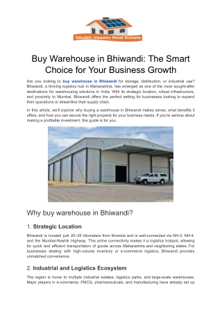 Buy Warehouse in Bhiwandi: The Smart Choice for Your Business Growth