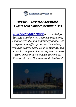 Reliable IT Services Abbotsford – Expert Tech Support for Businesses