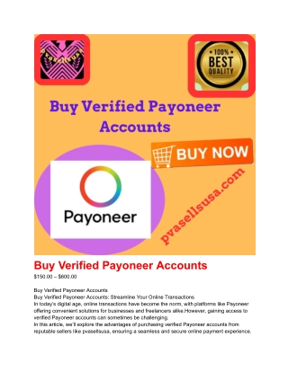 Buy Verified Payoneer Accounts
