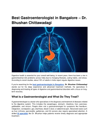 Best Gastroenterologist in Bangalore – Dr. Bhushan Chittawadagi