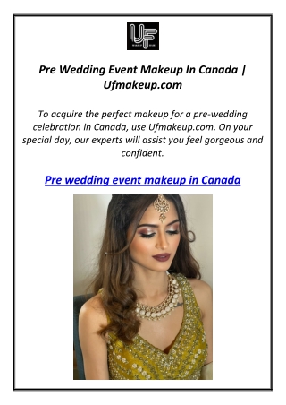 Pre Wedding Event Makeup In Canada | Ufmakeup.com