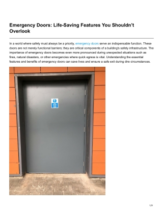 Emergency Doors Life-Saving Features You Shouldn’t Overlook