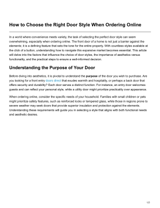 How to Choose the Right Door Style When Ordering Online