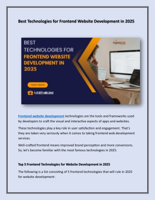 Best Technologies for Frontend Website Development in 2025