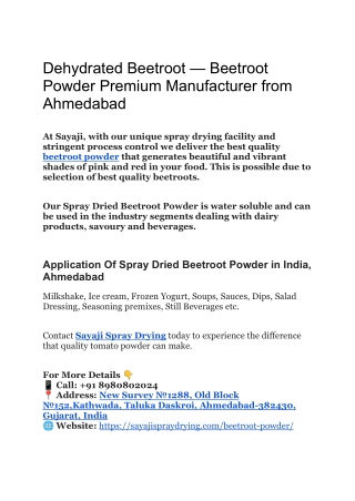 Beetroot Powder Premium Manufacturer from Ahmedabad