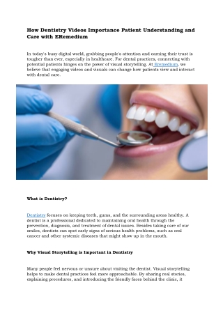 Dentistry Videos  ERemedium