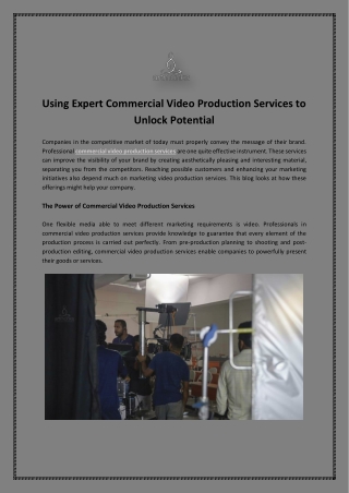 Using Expert Commercial Video Production Services to Unlock Potential
