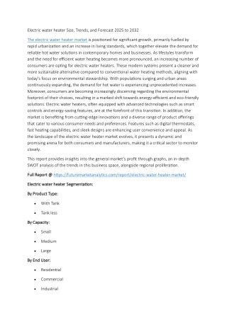 Global Electric Water Heater Market Size & Forecast