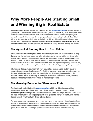 Why More People Are Starting Small and Winning Big in Real Estate