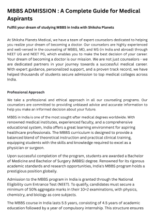 MBBS ADMISSION  A Complete Guide for Medical Aspirants