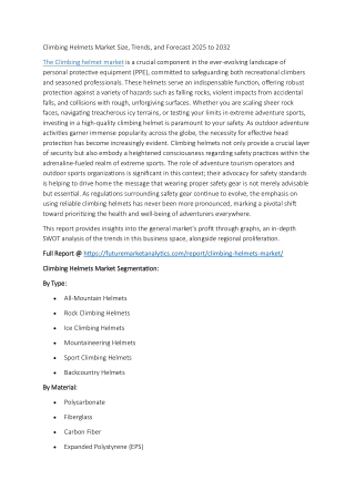 Future of Climbing Helmets Market: Analysis & Outlook