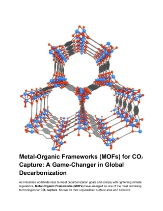 Metal-Organic Frameworks (MOFs) for CO₂ Capture_ A Game-Changer in Global Decarbonization