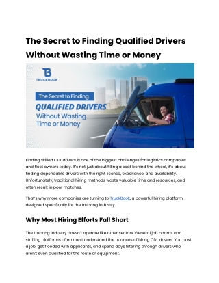 The Secret to Finding Qualified Drivers Without Wasting Time or Money