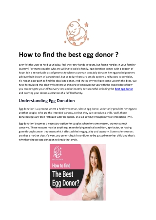 How to find the best egg donor