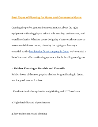 Best Types of  Flooring for Home and Commercial Gyms