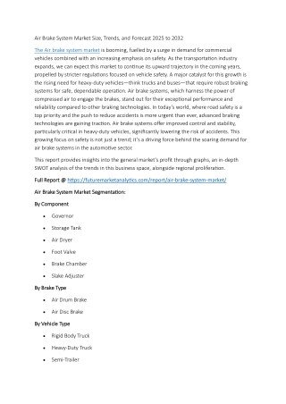 Top Trends Shaping the Air Brake System Industry 2025
