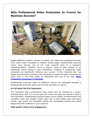 Video Production Companies in Charlotte