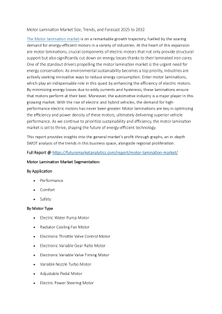 Top Trends Shaping the Motor Lamination Industry 2025