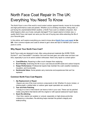North Face Coat Repair -Everything You Need To Know