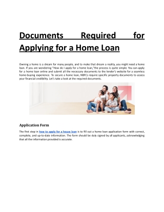 Documents Required for Applying for a Home Loan