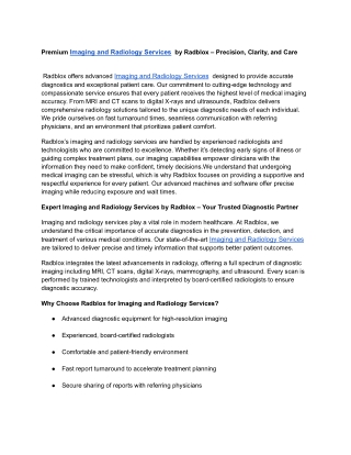 Premium Imaging and Radiology Services  by Radblox – Precision, Clarity, and Care