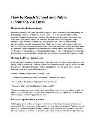 How to Reach School and Public Librarians via Email