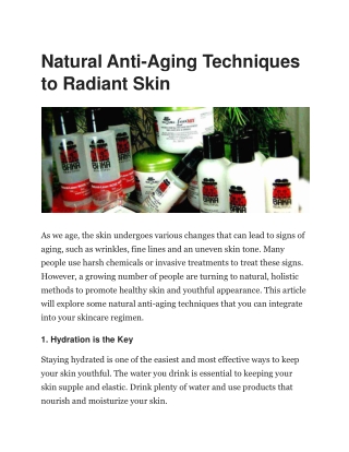 Natural Anti-Aging Techniques to Radiant Skin