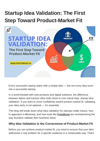 Startup Idea Validation The First Step Toward Product-Market Fit