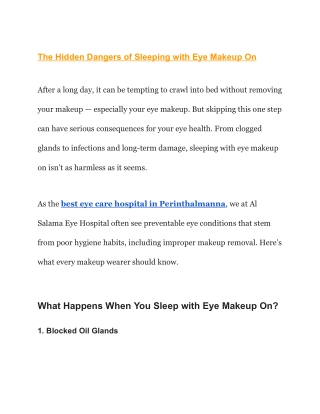 The Hidden Dangers of Sleeping with Eye Makeup On