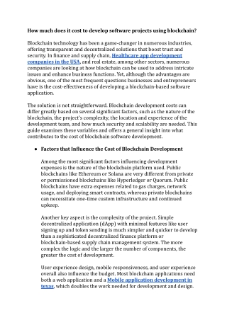 How much does it cost to develop software projects using blockchain