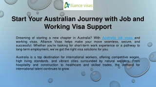 Start Your Australian Journey with Job and Working Visa Support