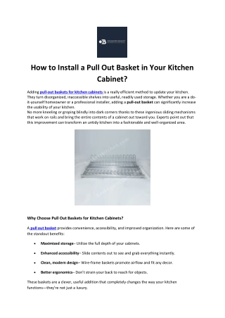 How to Install a Pull Out Basket in Your Kitchen Cabinet