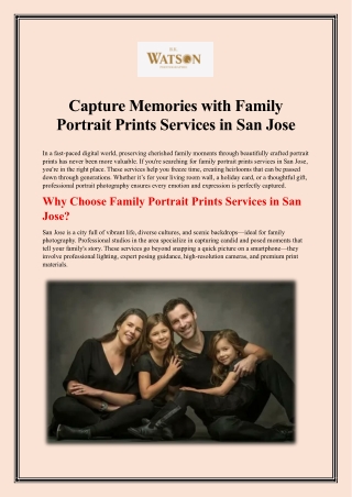 Capture Memories with Family Portrait Prints Services in San Jose