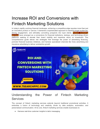 Increase ROI and Conversions with Fintech Marketing Solutions