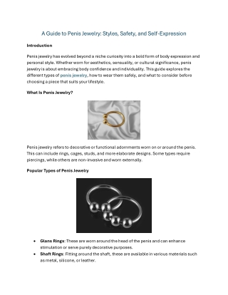 A Guide to Penis Jewelry: Styles, Safety, and Self-Expression