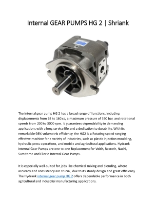 Internal GEAR PUMPS HG 2