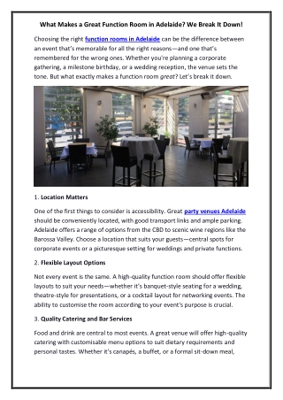 What Makes a Great Function Room in Adelaide We Break It Down!