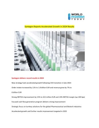 Syntegon Reports Accelerated Growth in 2024 Results