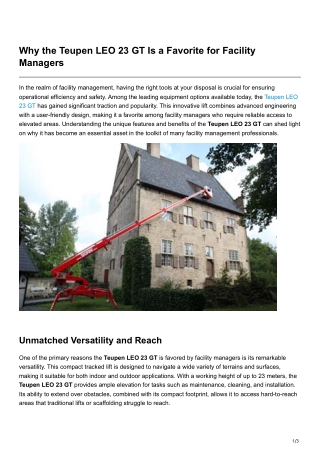 Why the Teupen LEO 23 GT Is a Favorite for Facility Managers