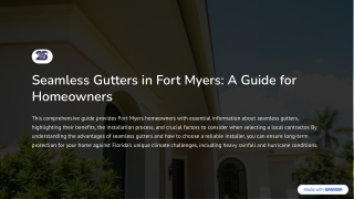Complete Guide to Seamless Gutters in Fort Myers: Installation, Benefits & Maint