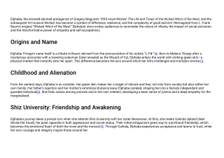 Elphaba: The Iconic Outcast Who Redefined Oz