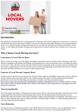 Save Time and Energy with Local Moving Services in Bronx