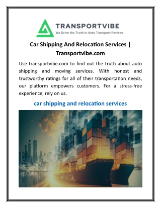 Car Shipping And Relocation Services  Transportvibe.com