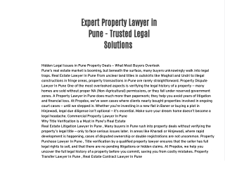 Expert Property Lawyer in Pune - Trusted Legal Solutions