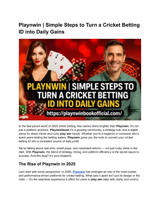 Playnwin | Simple Steps to Turn a Cricket Betting ID into Daily Gains