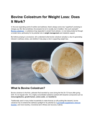 Bovine Colostrum for Weight Loss: Does It Really Work?