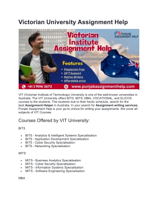 Victorian University Assignment Help