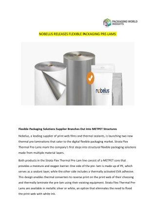 NOBELUS RELEASES FLEXIBLE PACKAGING PRE-LAMS