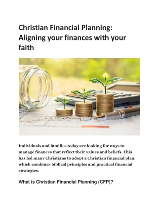 Christian Financial Planning Aligning your finances with your faith